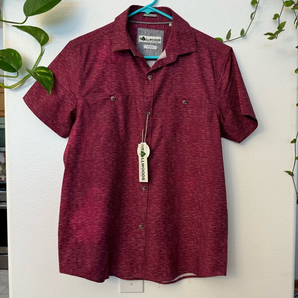 New Tallwoods stretch men's red shirts size S